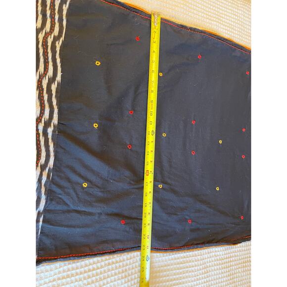 Boho Cottage Core Deep Black W/ Orange Detail Light Weight Shawl Scarf - Picture 8 of 9